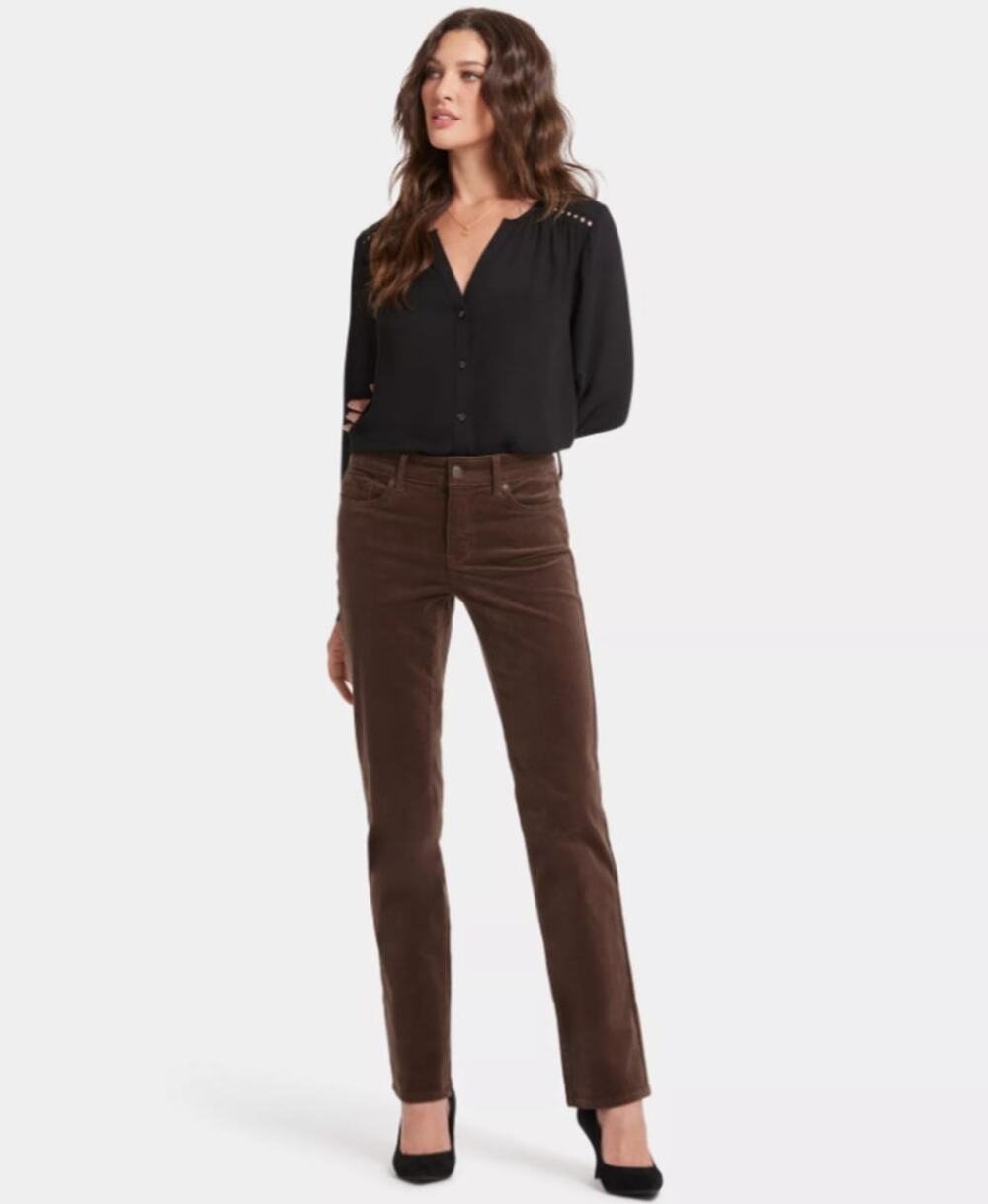 NYDJ Women's 26W Brown Marilyn Straight Leg Corduroy Pants Quiet Luxury HR13-19